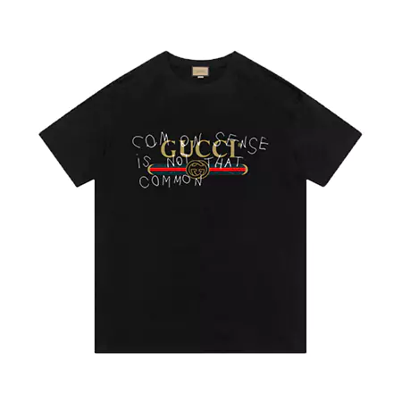 GUCCI コモンセンス Tシャツメンズブラック GUCCI Tシャツ コモンセンス|ロゴ入り|ブラック/ホワイト/ベージュブランドメンズ/レディースTシャツ